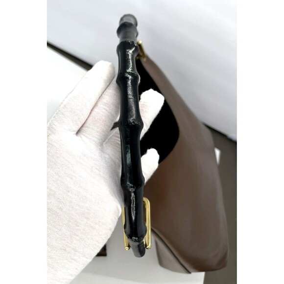 GUCCI authentic Leather Handbag W Wallet brown Bamboo handle Gold accents Italy - Picture 16 of 16